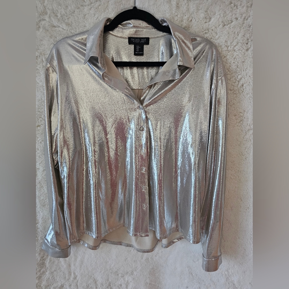 Rachel Zoe Silver Metallic Women's Top